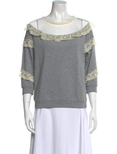 Pre-owned Twinset Scoop Neck Three-quarter Sleeve Sweatshirt In Gray