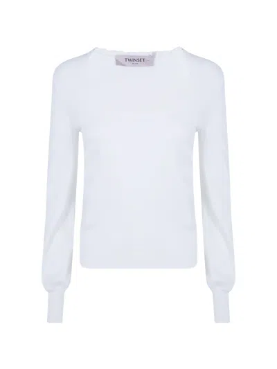Twinset Scalloped-edge Knit Top In White