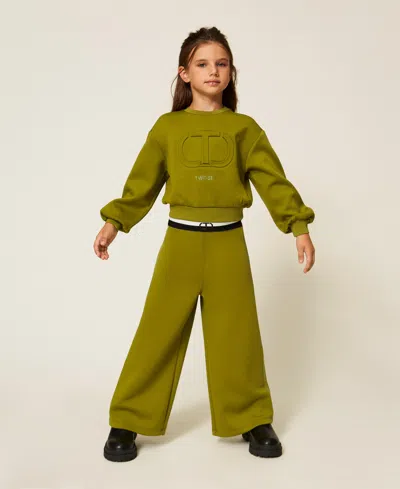 Twinset Kids' Pantalon Palazzo En Scuba In Green