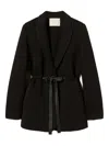 Twinset Scuba-fabric Tie-waist Blazer In Black