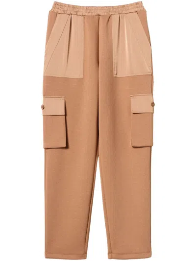 Twinset Scuba-jersey Cargo Trousers In Neutrals