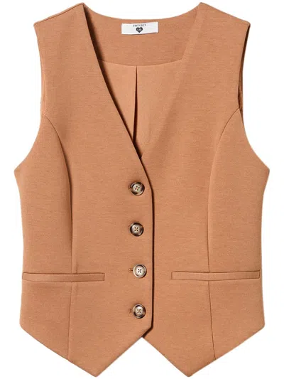 Twinset Scuba-jersey Waistcoat In Brown