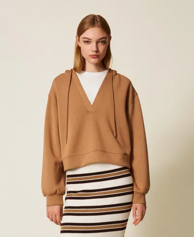 Twinset Sweat-shirt En Scuba Et Top In Brown