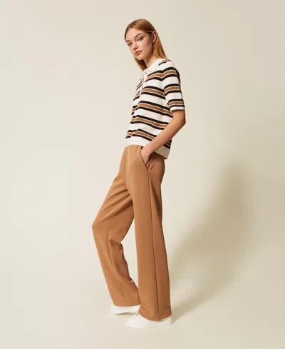 Twinset Pantalon En Scuba In Brown
