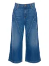 Twinset Wide Leg Jeans Contrast Stitching In Blue