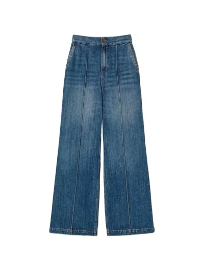 Twinset Seam-detail Wide-leg Jeans In Blue