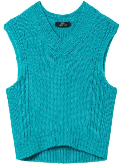 Twinset Seamless Knitted Top In Blue