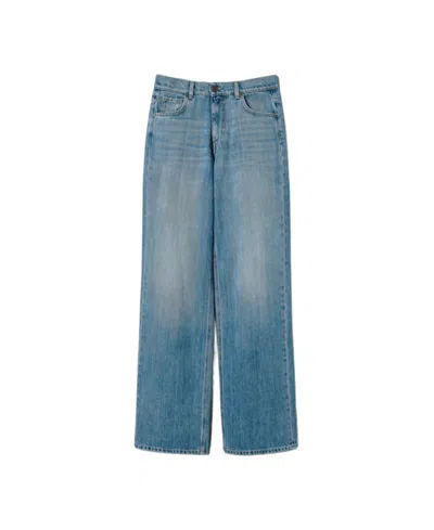 Twinset Seasonal Denim Trousers For Women In Blue
