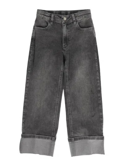 Twinset Kids' Seasonal Fit Cuffed Jeans In Black