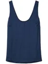Twinset Seersucker Satin Tank Top In Blue