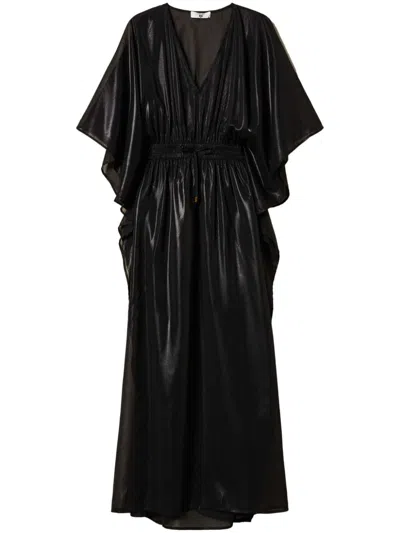 Twinset Semi-sheer Kaftan Dress In Black