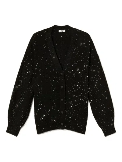 Twinset Sequin Cardigan In Black