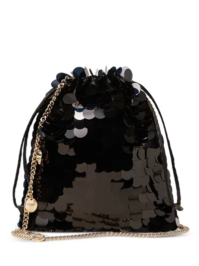 Twinset Sequin Charm-detail Clutch Bag In Black
