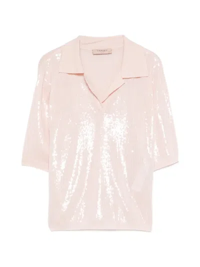 Twinset Sequin Collared Shirt In Pink