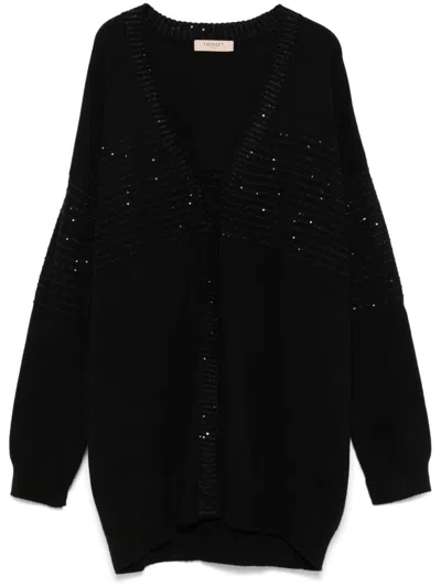 Twinset Sequin-detail Cardigan In Black