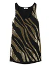 Twinset Sequin-embellished Animal-print Top In Black