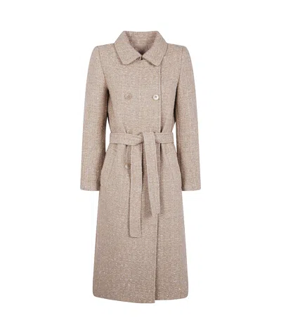 TWINSET SEQUIN-EMBELLISHED BELTED COAT