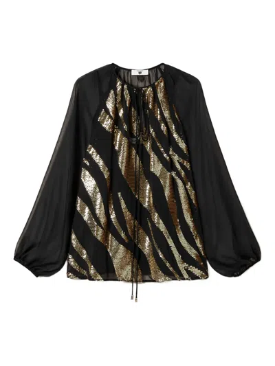 Twinset Sequin-embellished Blouse In Black