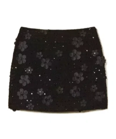 Twinset Sequin Embellished Bouclé Miniskirt In Brown