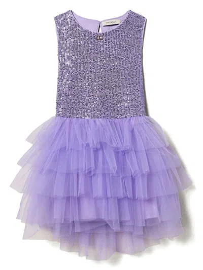 Twinset Kids' Sequin-embellished Dress In Purple