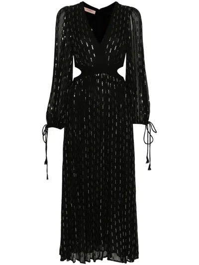 Twinset Sequin-embellished Georgette Midi Dress In Schwarz