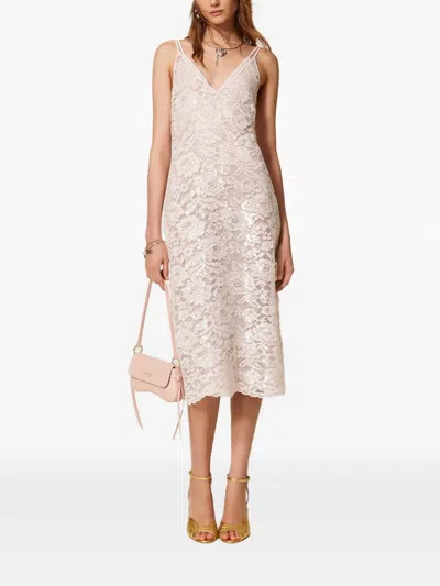 Twinset Sequin-embellished Midi Dress In Pink