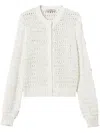Twinset Sequin-embellished Open-knit Cardigan In White