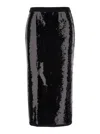 Twinset Black Midi Skirt With Sequins All-over