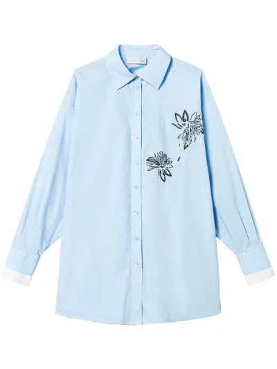 Twinset Sequin-embellished Shirt In Blue