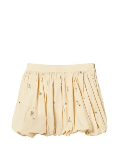 Twinset Sequin-embellished Skirt In Neutral