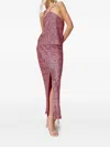 Twinset Sequin-embellished Split Maxi Skirt In Red