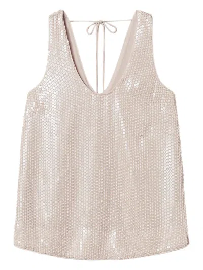 Twinset Sequin-embellished Tank Top In Neutral