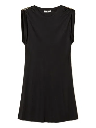 Twinset Sequin Embroidered Short Dress In Animal Print