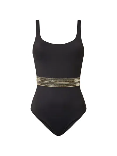 Twinset Sequin-embroidered Swimsuit In Black