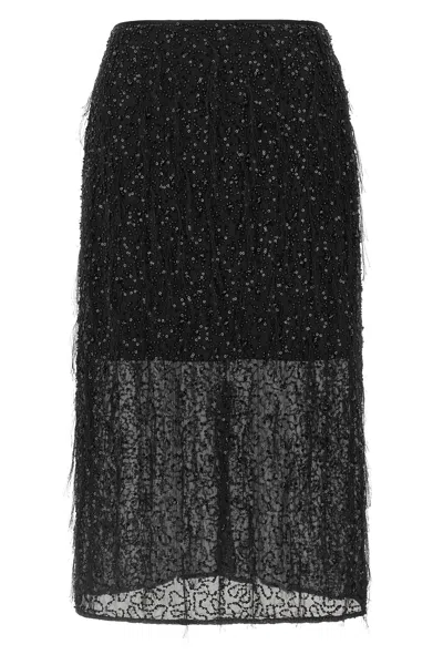 Twinset Twin Set Sequin Embroidery Skirt In Black