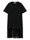 Twinset Sequin-fringe T-shirt In Black