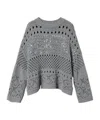 Twinset Grey Crewneck Sequin Sweater In Gray