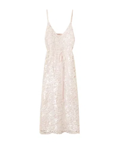 Twinset Sequin-embellished Midi Dress In Pink
