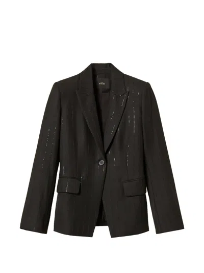 Twinset Sequin Pinstripe Blazer In Black