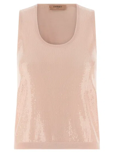 Twinset Sequin Top In Neutral