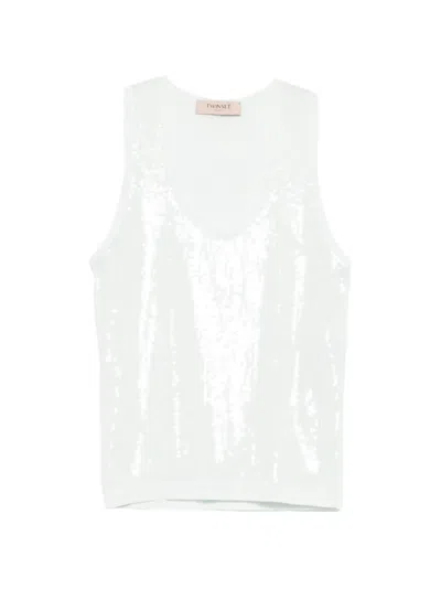 Twinset Sequin Vest In White