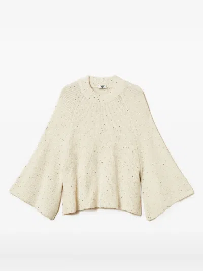 Twinset Sequin Wide Sleeves Sweater In Neutral