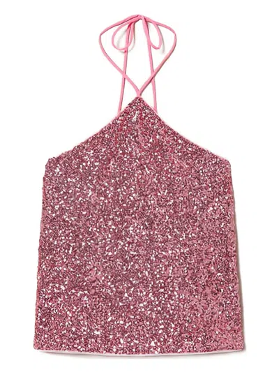 Twinset Sequined Halter Top In Multi