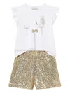 Twinset Sequined Ruffle-sleeved Playsuit In White