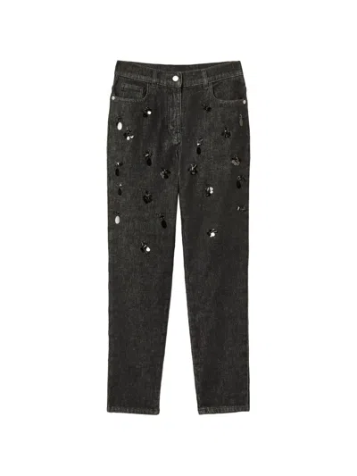 Twinset Sequin-embellished Jeans In Black