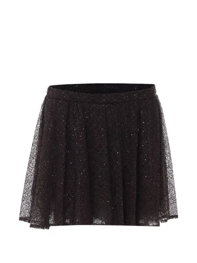 Twinset Sequin-embellished Mini Skirt In Brown