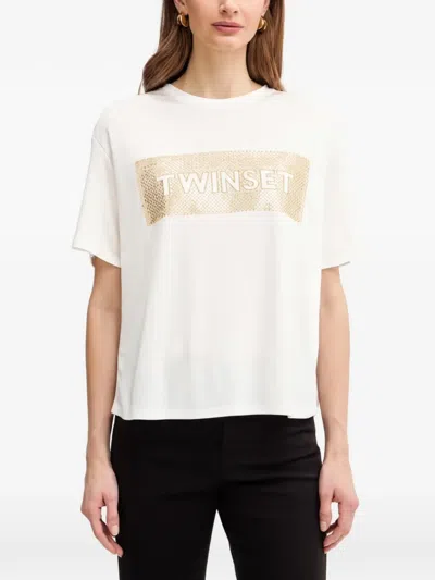 Twinset Sequin-embellishment T-shirt In White