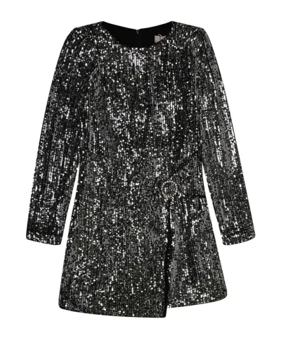 Twinset Kids' Sequinned Dress In Black