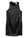 Twinset Sequinned Fringed Mini Dress In Black