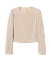 Twinset Beige Sequin Jacket With All-over Fau-pearl Embellishments In Nude